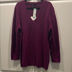 41 Hawthorn Shandley Cashmere V-neck purple sweater size 2X NWT
